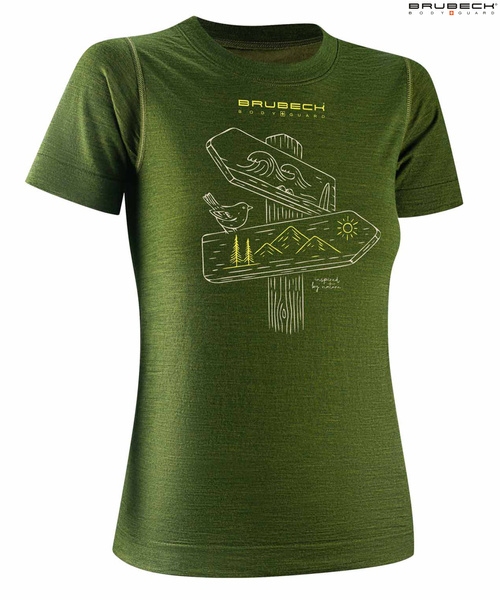 DAMSKI T-SHIRT Z WEŁNY MERINO OUTDOOR WOOL PRO DROGOWSKAZ